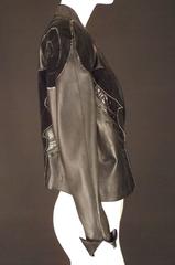 1980s Black Leather & Sequin Appliqué Roberto Cavalli Jacketl