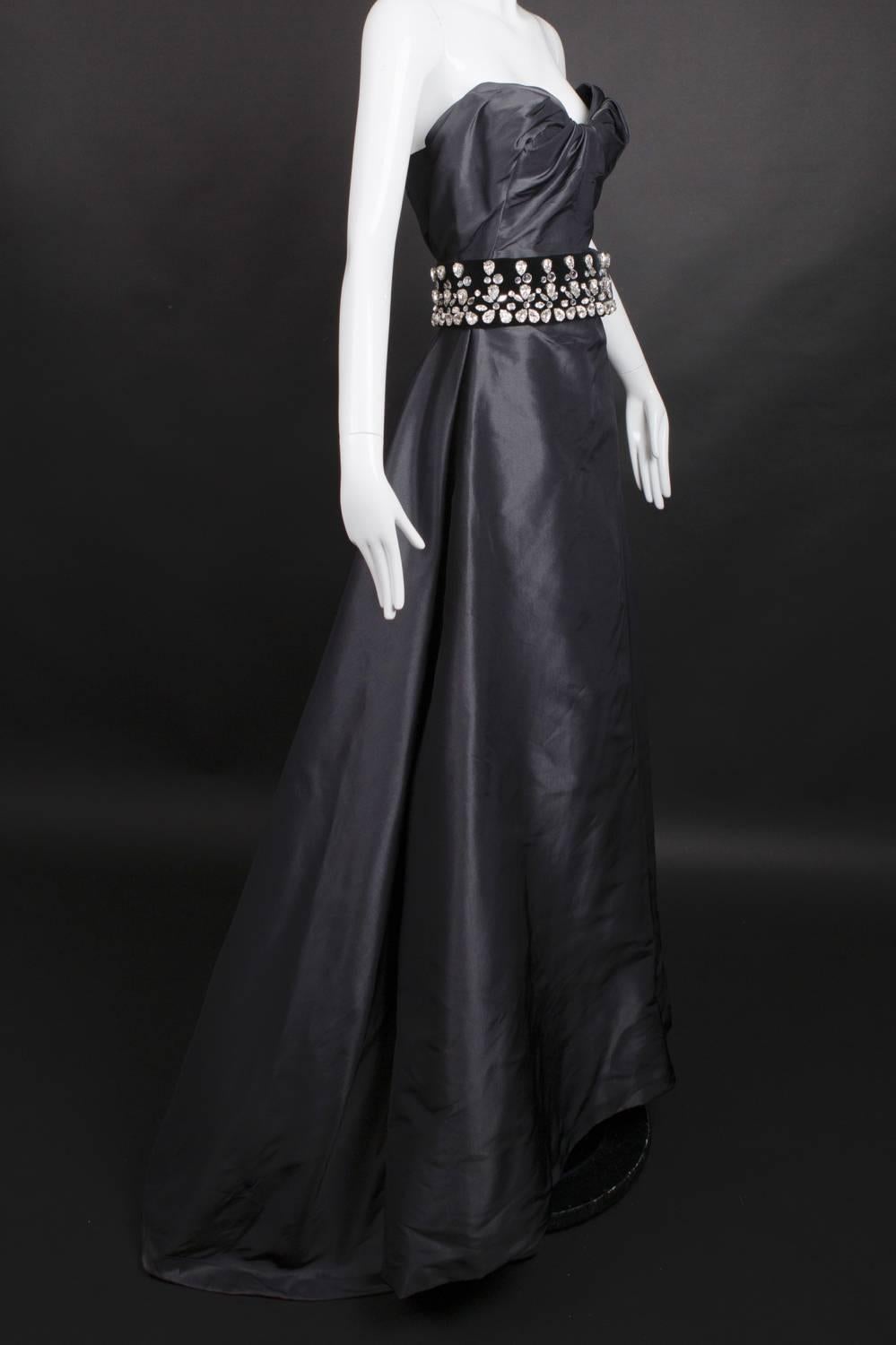 Black Taffeta & Rhinestone Vivienne Westwood Ball Gown In New Condition In Dallas, TX