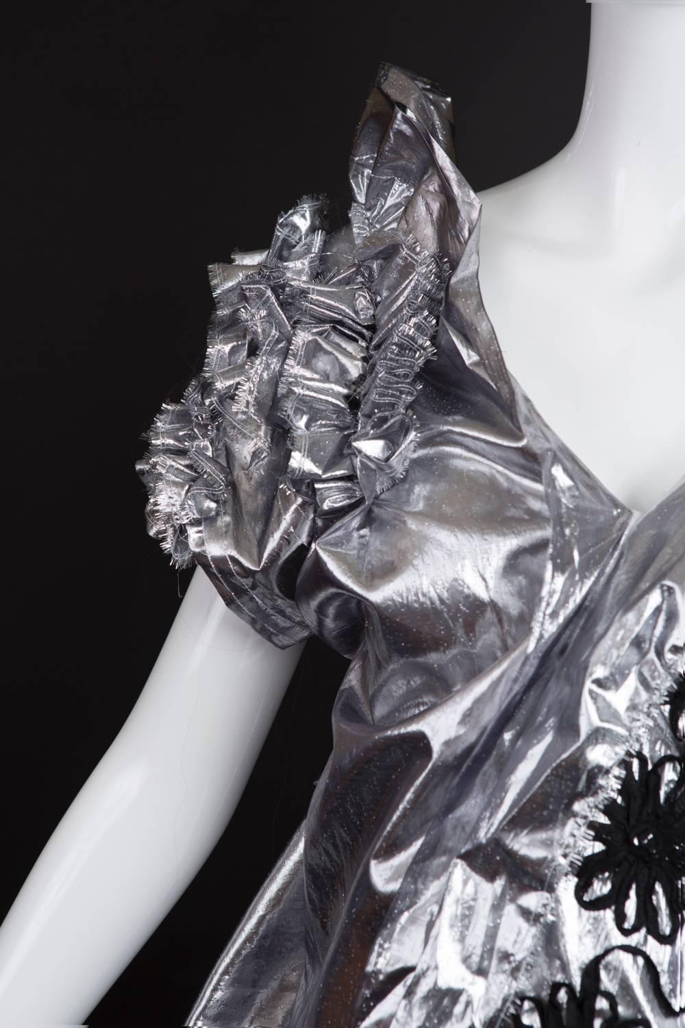 2008 Silver Lame Tao for Commes des Garcons Dress In Excellent Condition For Sale In Dallas, TX