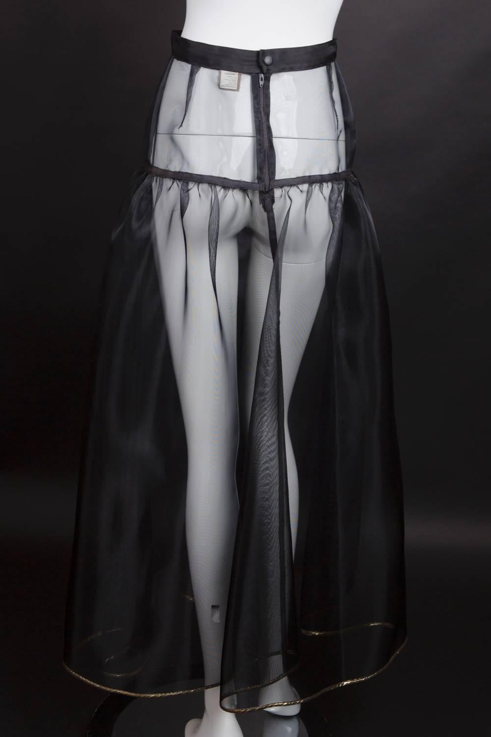 1980s Black Nylon Horsehair Krizia Skirt In Excellent Condition In Dallas, TX