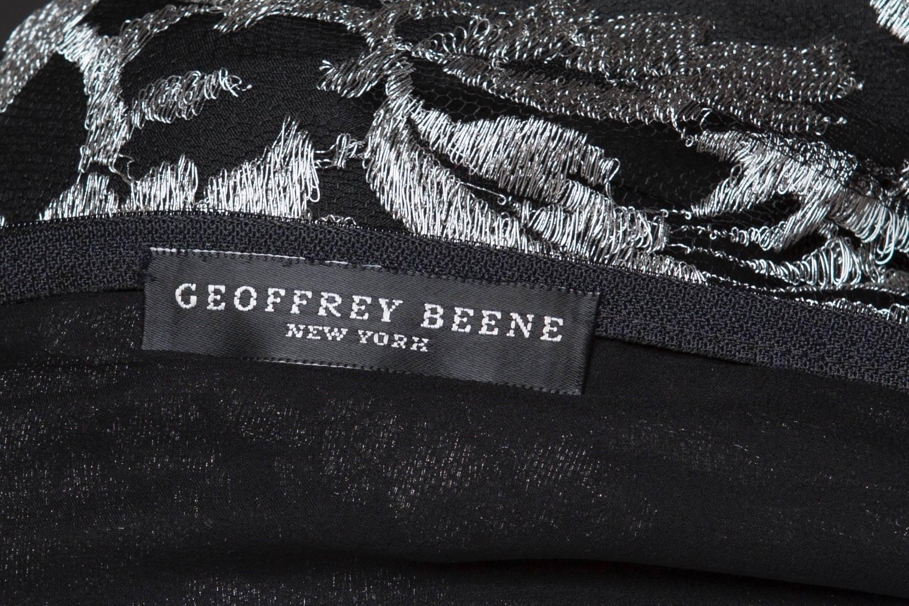 1980s Silver Lace & Black Organza Geoffrey Beene Dress For Sale 1