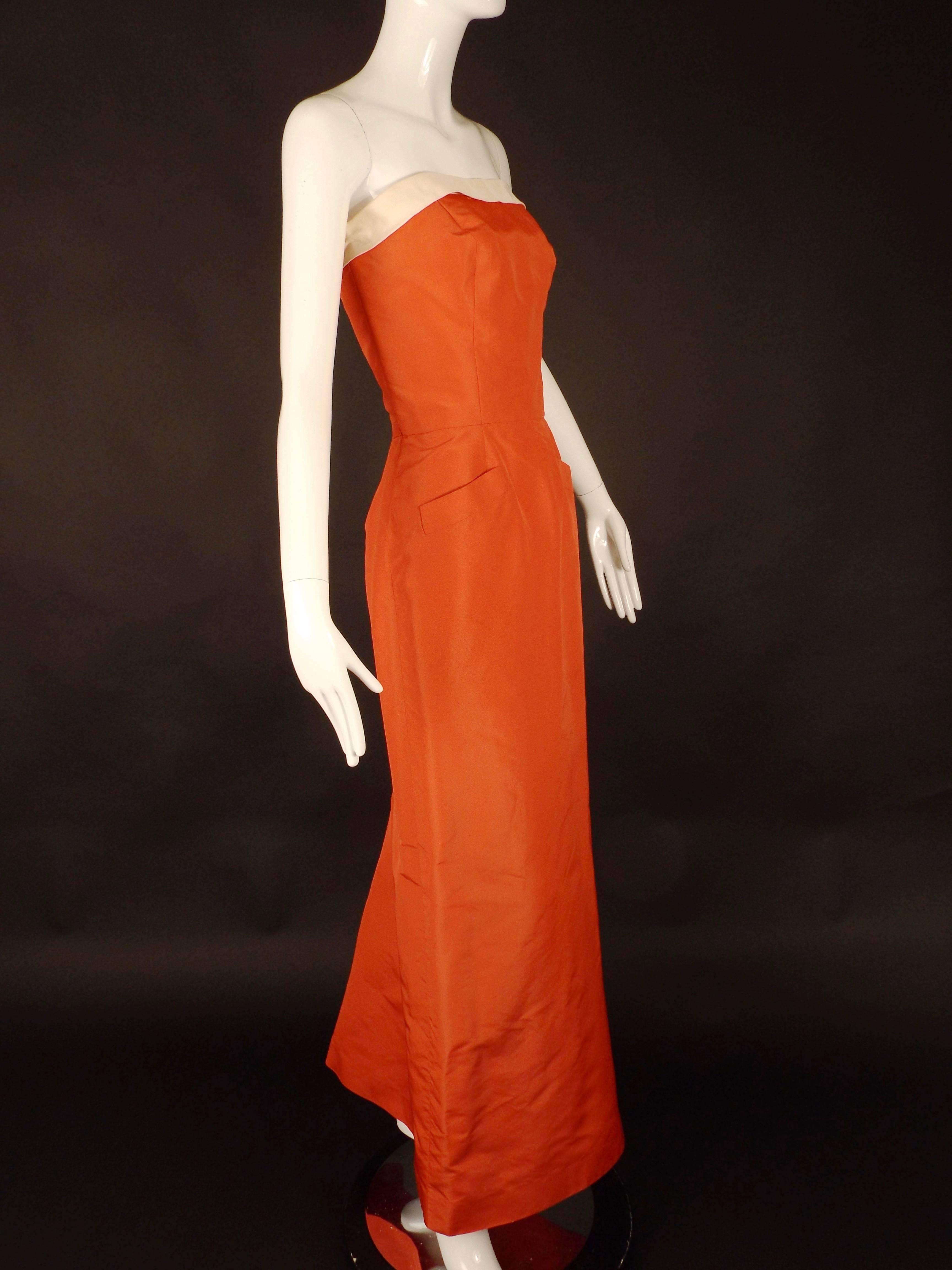 1950s Rare Silk Twill 2pc Fontana Evening Gown For Sale 4
