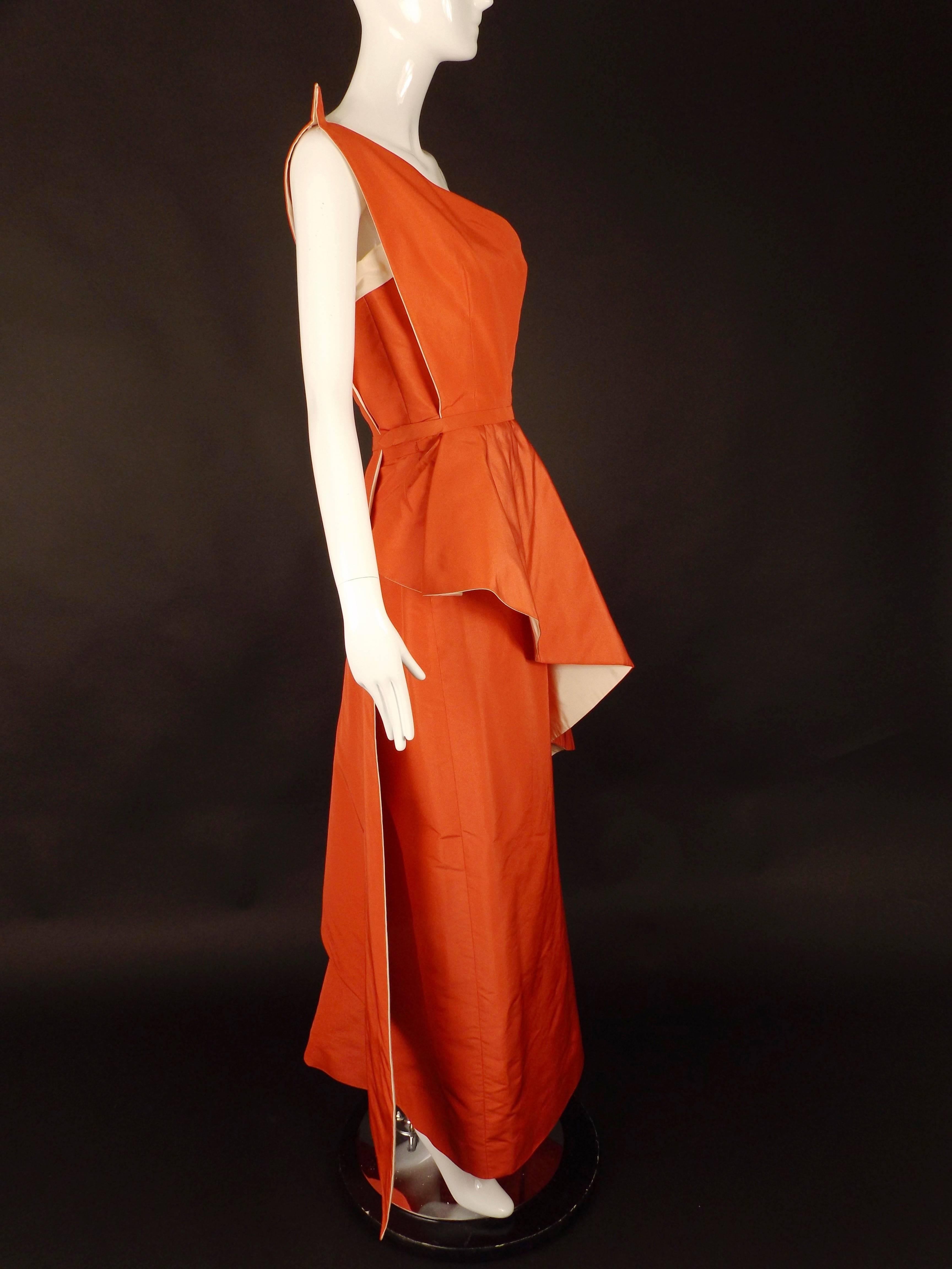 1950s Rare Silk Twill 2pc Fontana Evening Gown For Sale 1