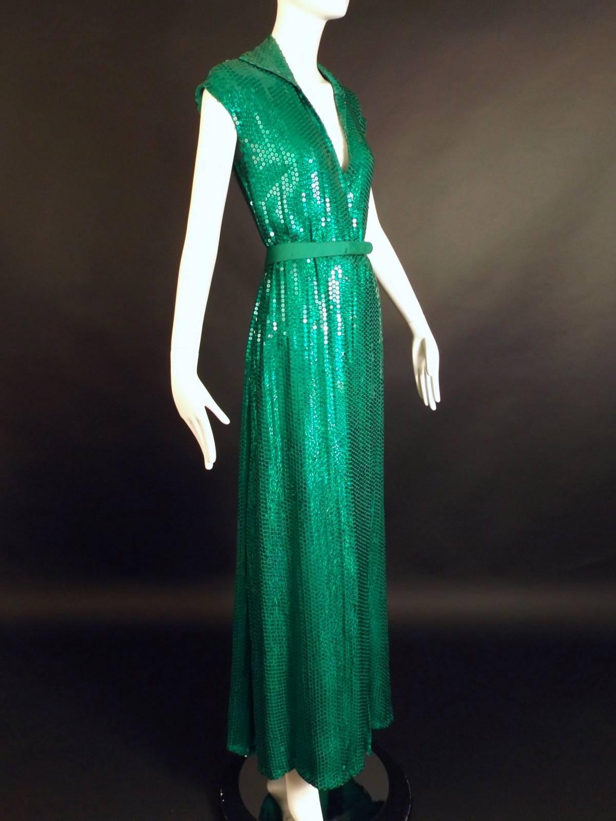 green sequin wrap dress