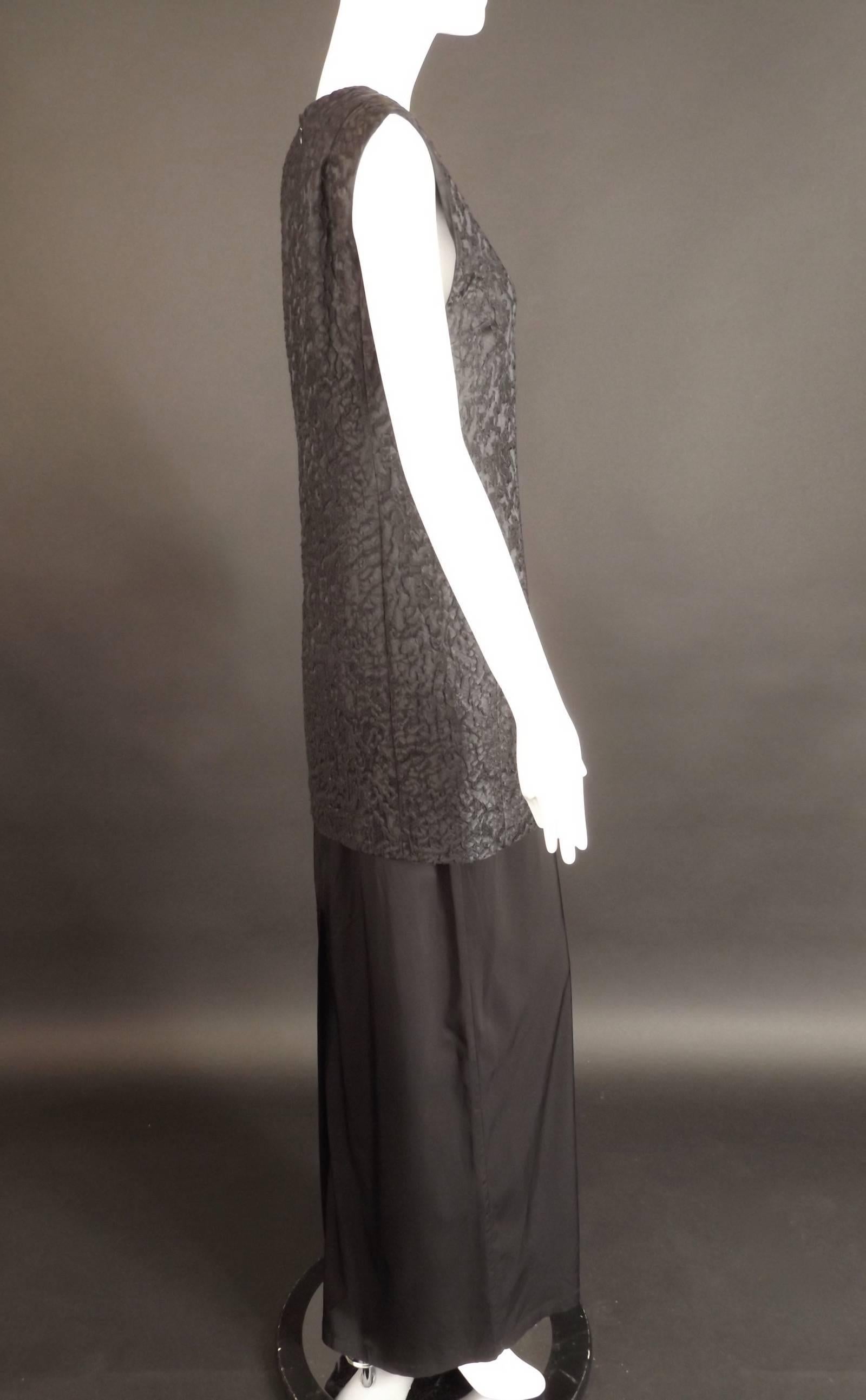 Black Silk Brocade Dries Van Noten Evening Gown In New Condition For Sale In Dallas, TX