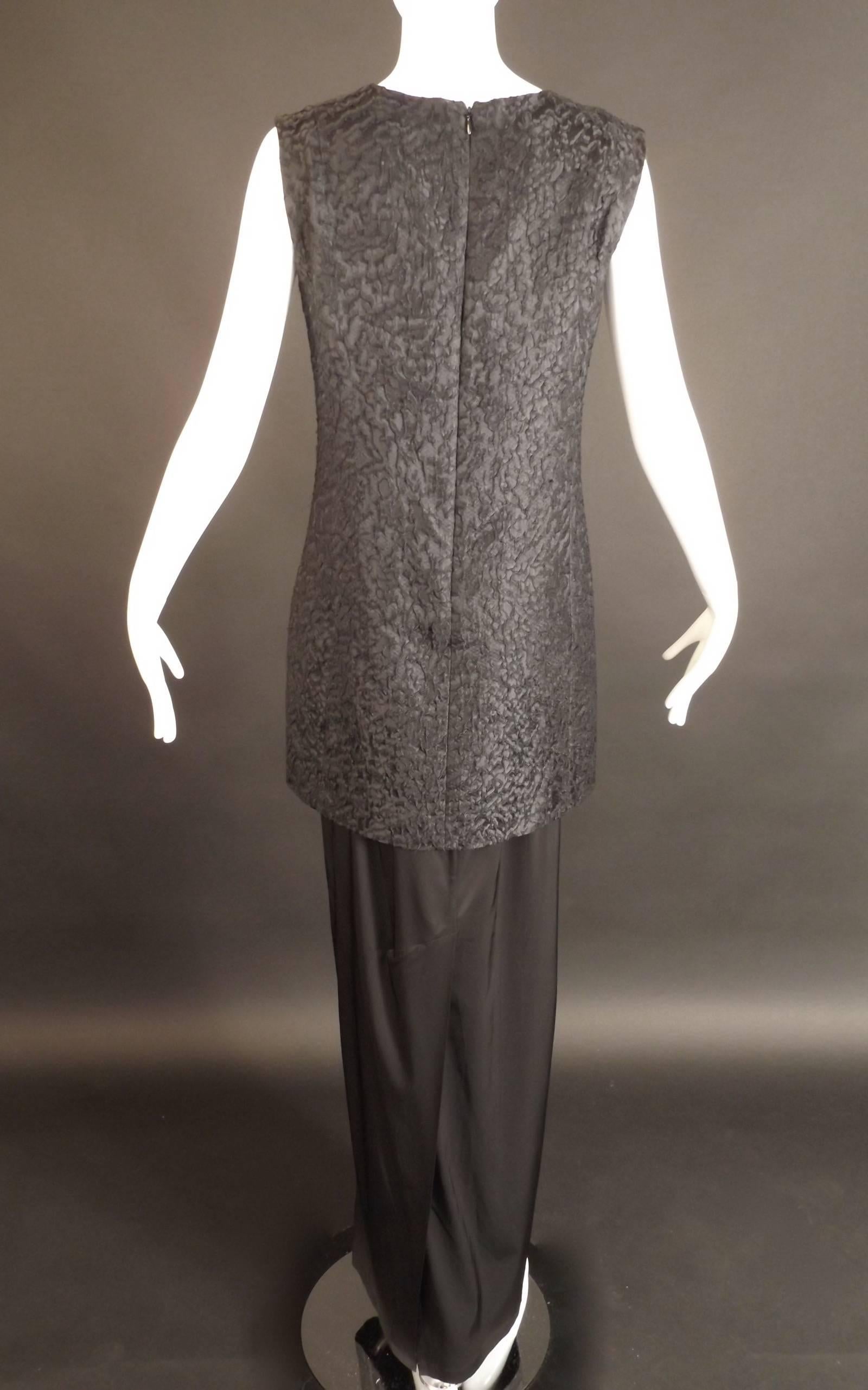 Black Silk Brocade Dries Van Noten Evening Gown For Sale 1