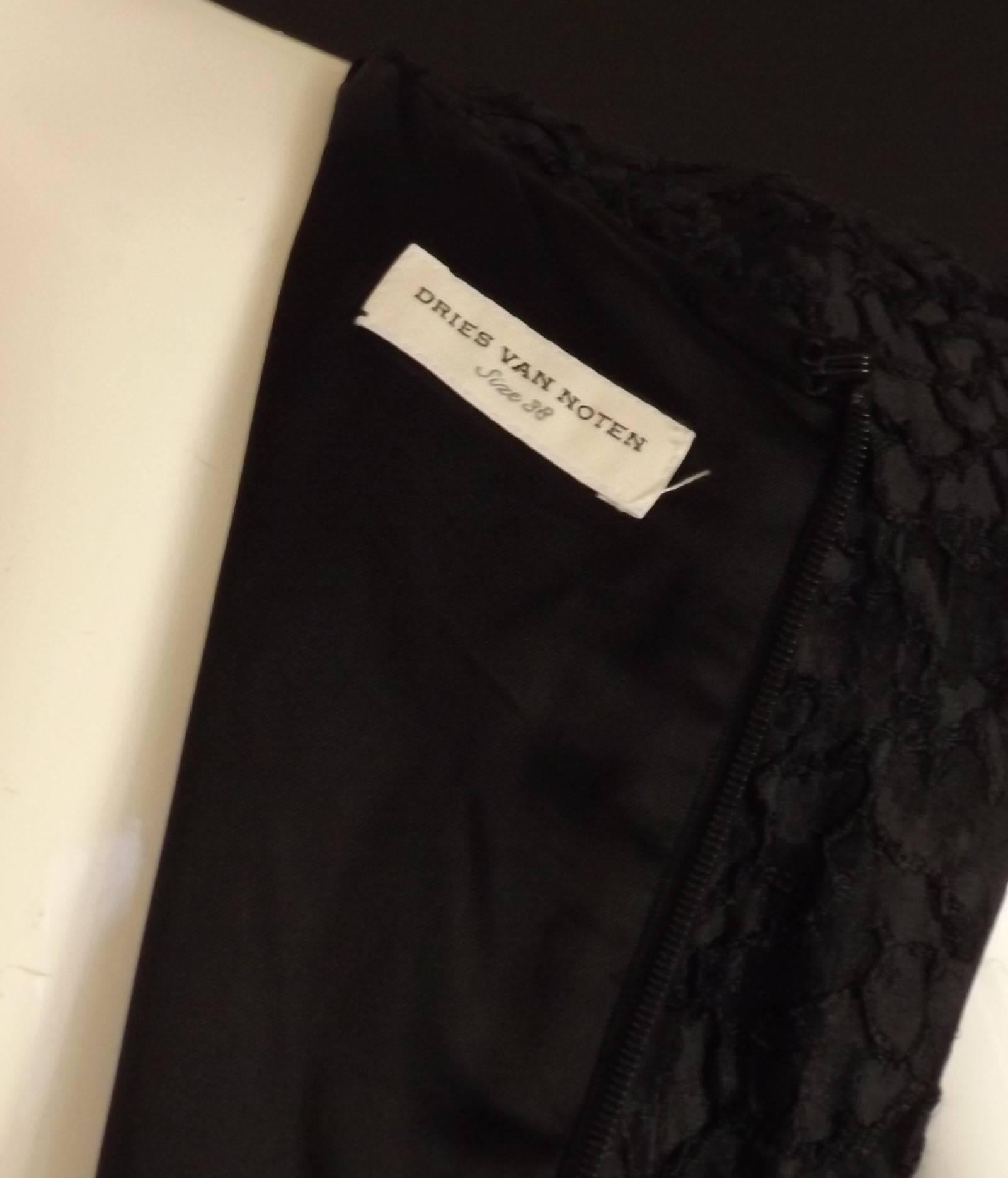 Women's Black Silk Brocade Dries Van Noten Evening Gown For Sale