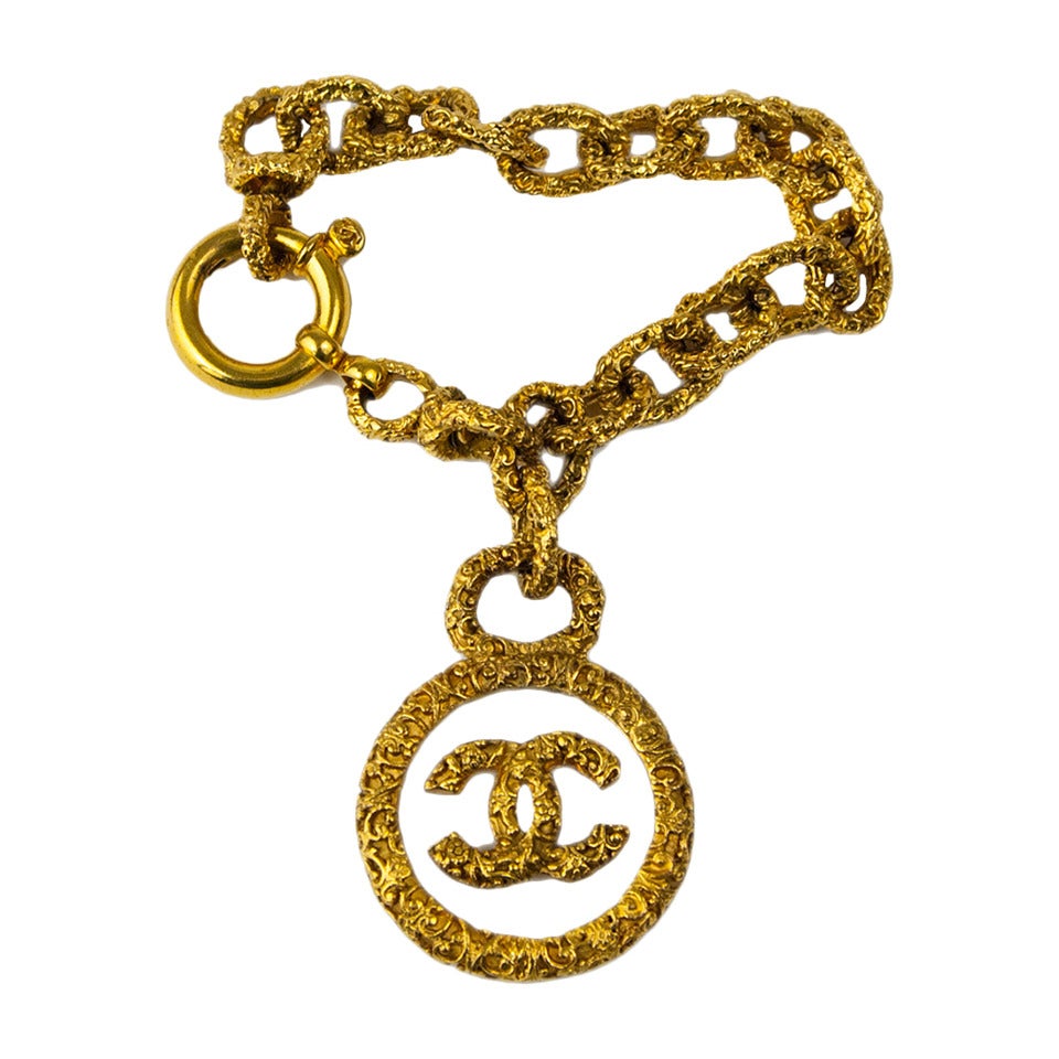 1960s Chanel Golden Chain Medallion Bracelet at 1stDibs