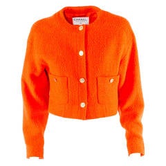 Chanel Boutique - Veste boléro en laine orange, années 1990