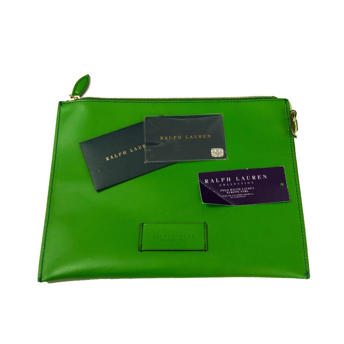 Ralph Lauren Green Saddle Large Tote 1