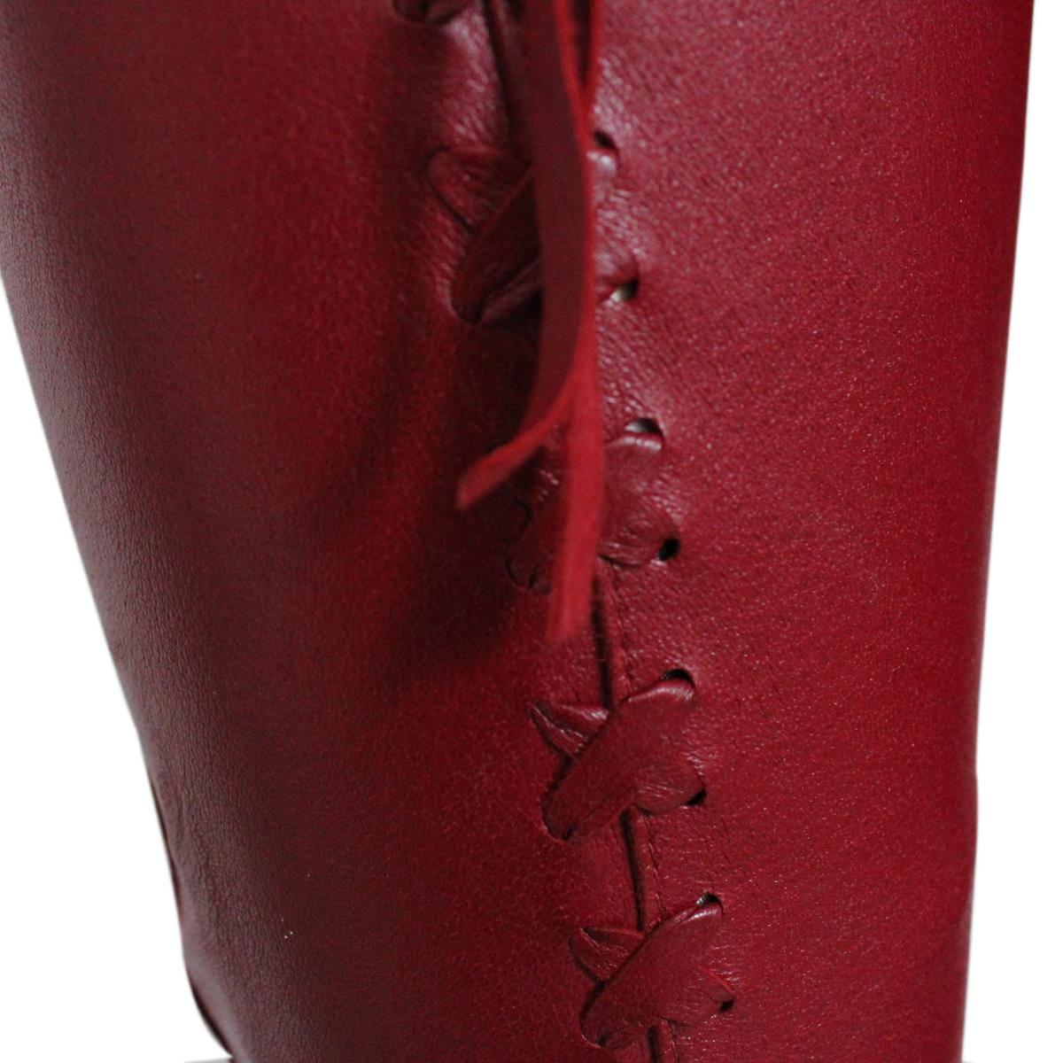 Red Dolce & Gabbana Cherry Leather Pants