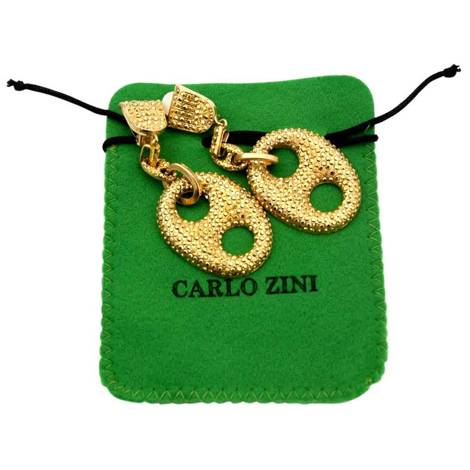 Carlo Zini Milano Golden Earrings In New Condition In Gazzaniga (BG), IT