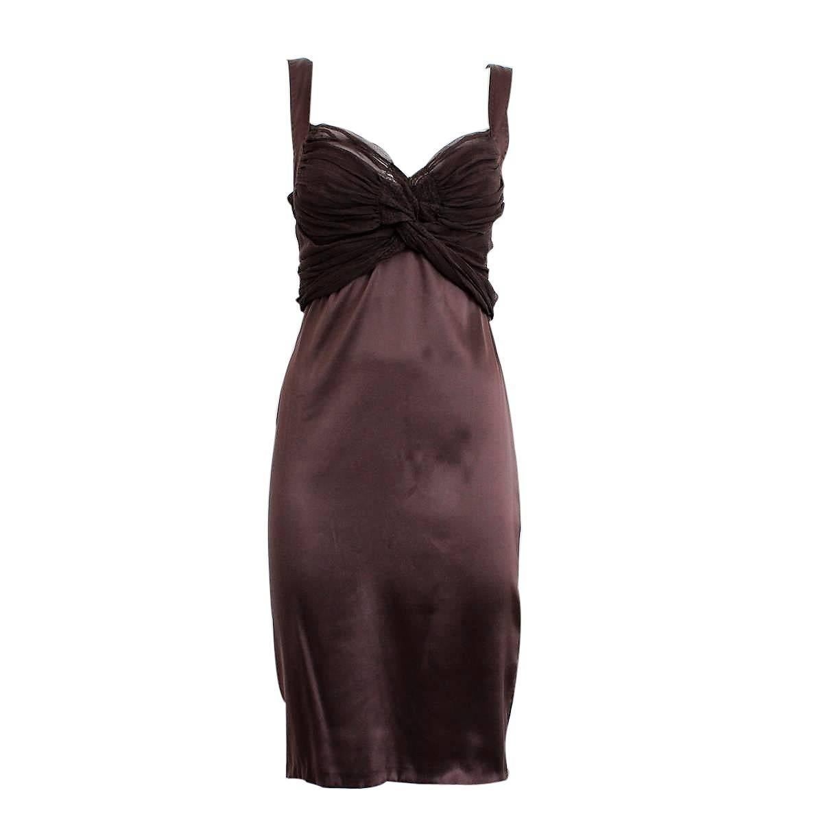 Roberto Cavalli Brown Silk Cocktail Dress