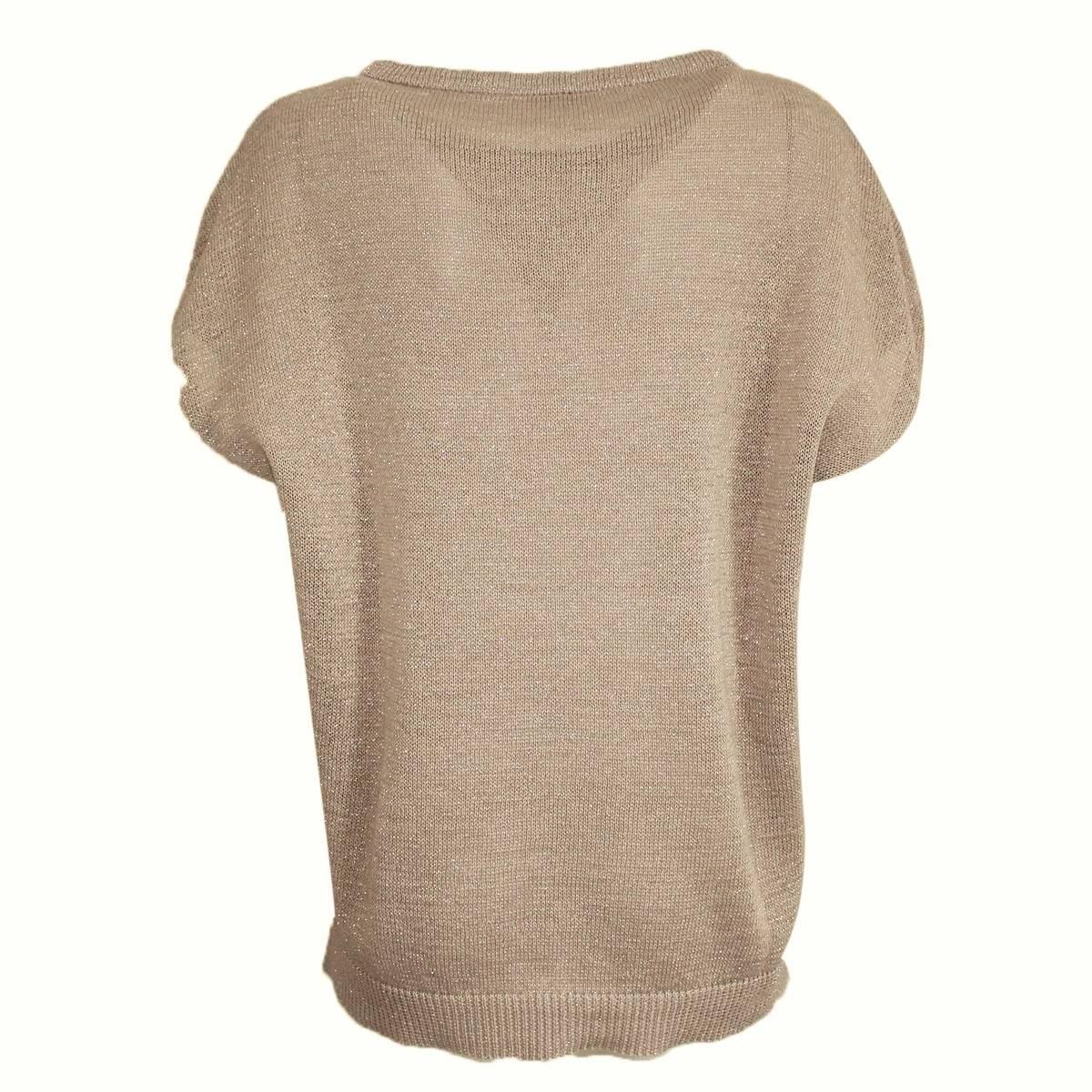 Beautiful and top quality Brunello Cucinelli sweater
Cotton with lamé
Ecru colour
Short sleeve
Crew-neck
Size M 
Made in Italy
Worldwide express shipping included in the price !