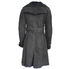 Burberry Black Shearling Lamb Coat S
