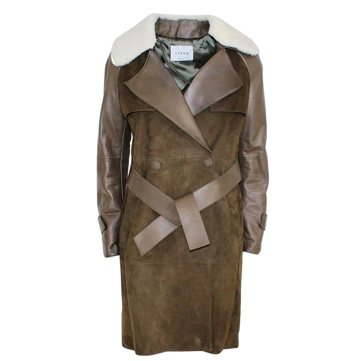 Liven Italy Lamb Shearling Coat 40 For Sale