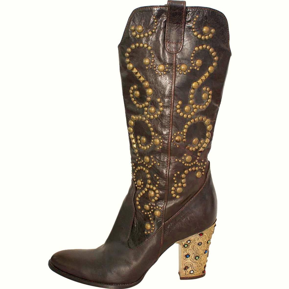 Le Silla Jewel Leather Boots 38 For Sale
