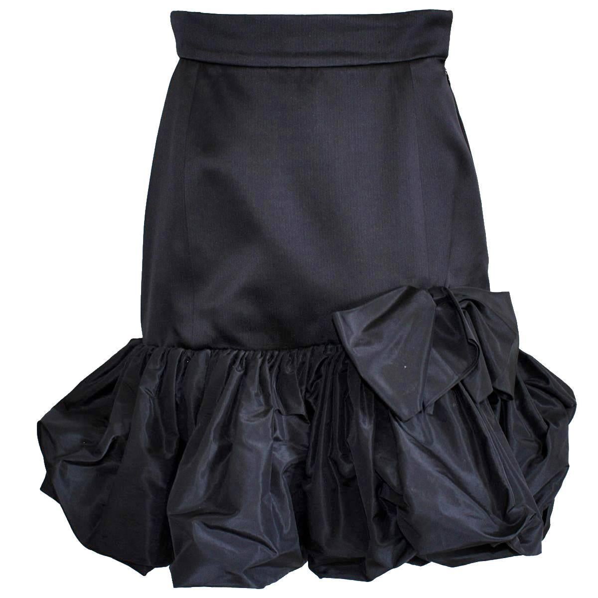 Vintage Yves Saint Laurent Black Silk Skirt