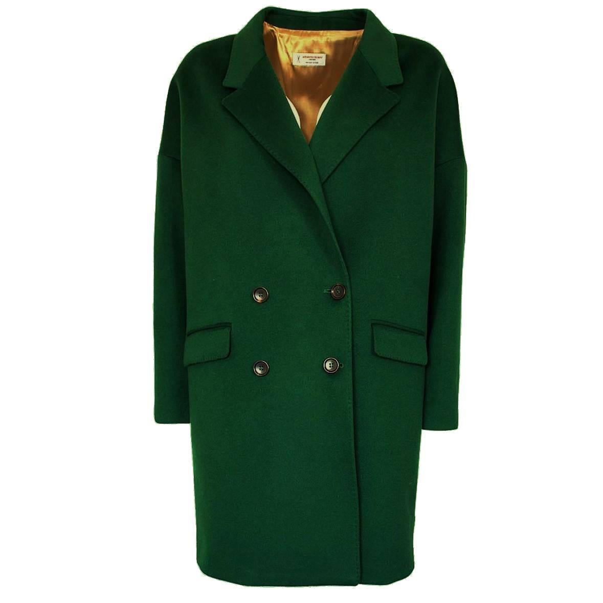 Alberto Biani Forest Green Virgin Wool Coat S