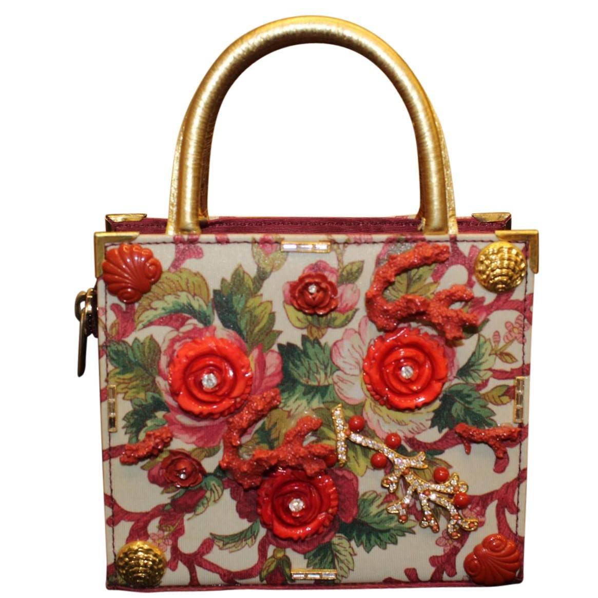 Unique Carlo Zini Floral Jewel Bag