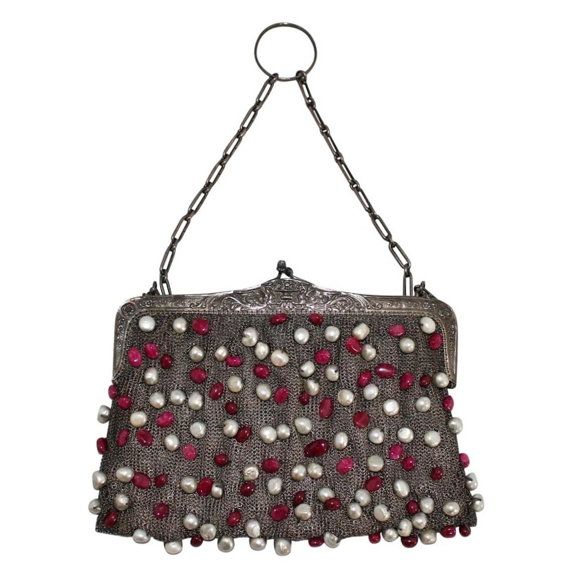 Marta Marzotto Pearl and Ruby Pochette For Sale