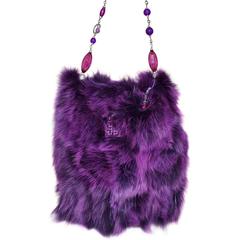 Carlo Zini Purple Fox Fur Bag