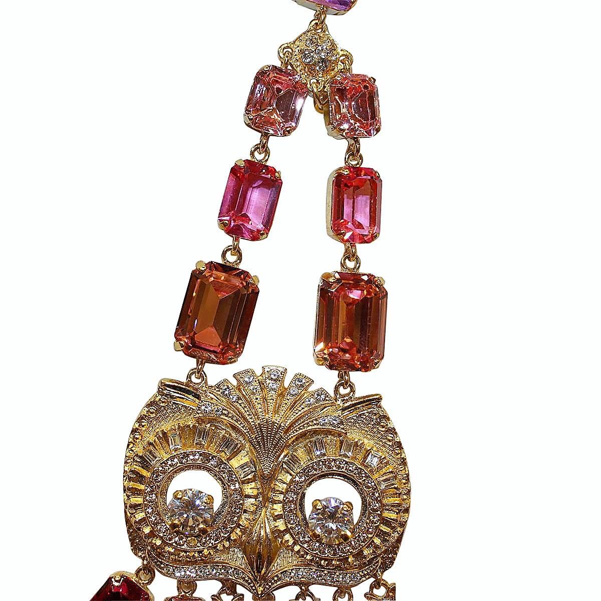 Women's Unique Carlo Zini Multicolored Owl Necklace For Sale