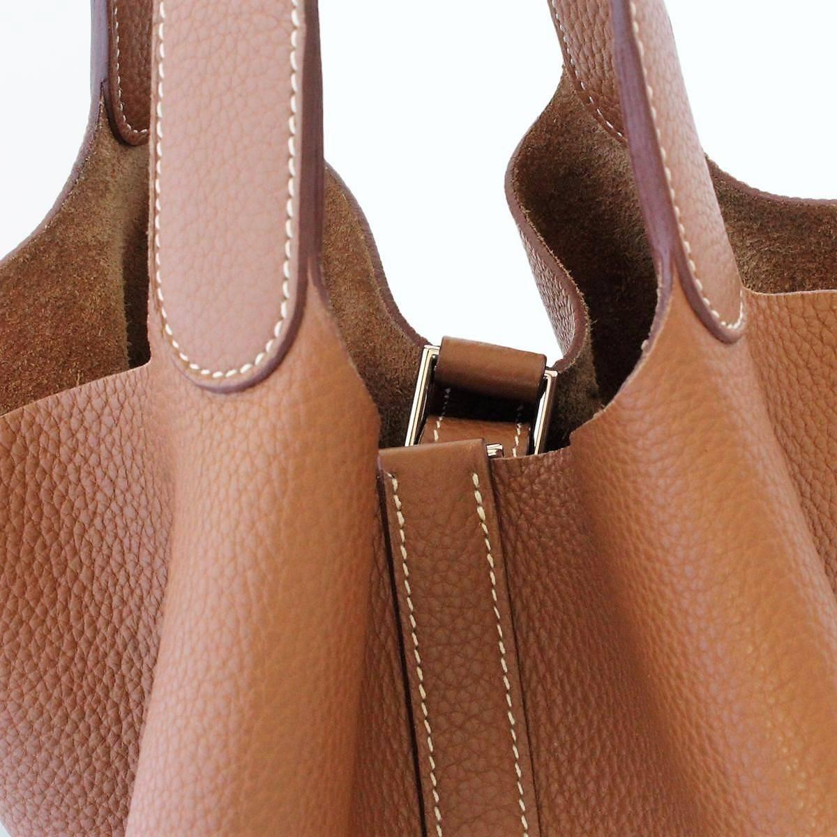Brown Hermes Clemence Leather Picotin GM Bag