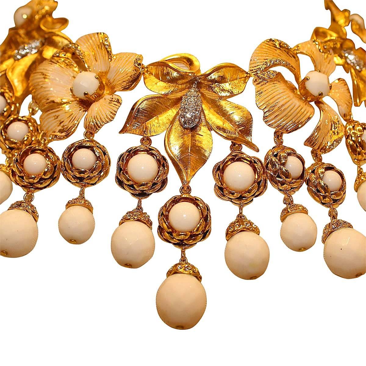 Masterpiece by Carlo Zini
One of the world's best bijoux designers
Non allergenic rhodium
Gold dipped3
Amazing creation of rhinestones and faux pearls
100% Artisanal work
Unique piece !
Condition: New from showroom
Made in Italy 
Worldwide express