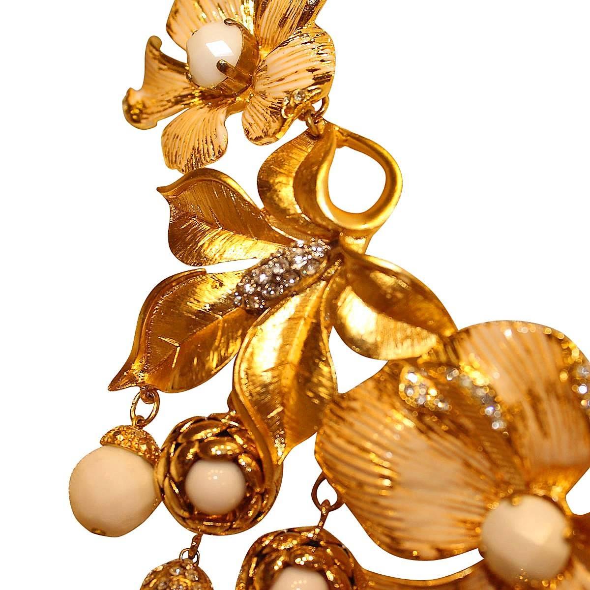 Carlo Zini Bijoux Golden Floral Collier In New Condition In Gazzaniga (BG), IT