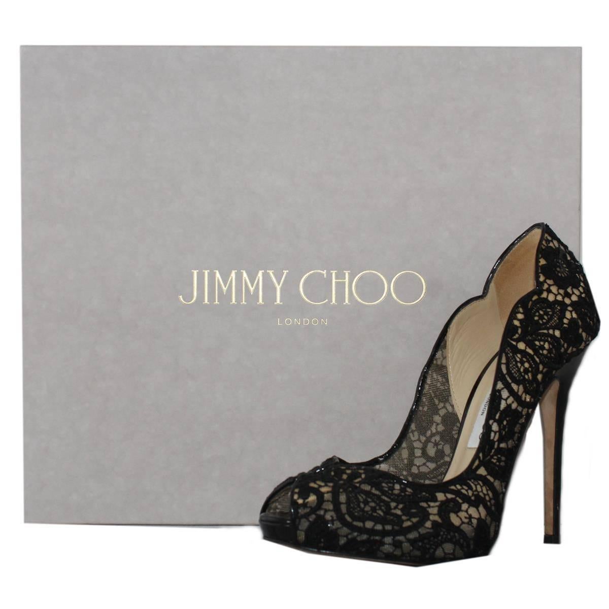 Jimmy Choo London Black Lace Open Toe 39 1