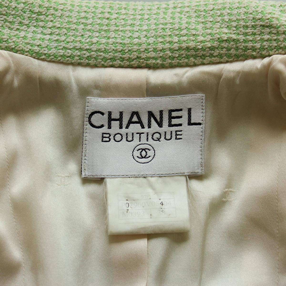Beige Chanel Wool Blend Green Jacket 38 - 42