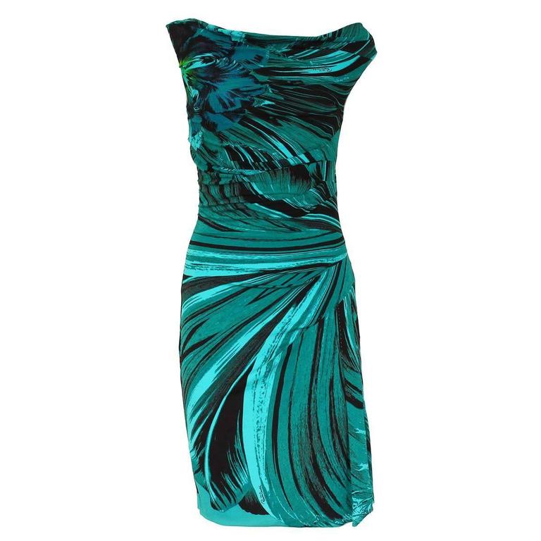 Roberto Cavalli Aqua Green Dress 42 For Sale at 1stDibs