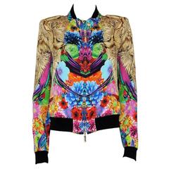 Roberto Cavalli Multicolored Silk Eagles Jacket