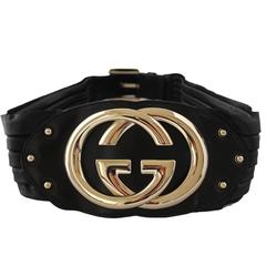 Gucci  Black Leather GG Belt