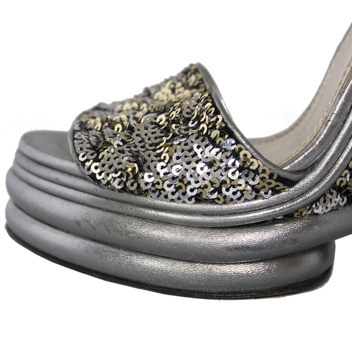 Women's Dolce & Gabbana  Silver Sequins Sandal 39