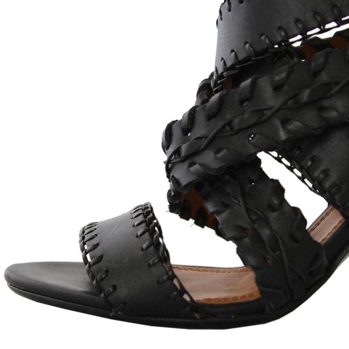 Women's Ralph Lauren Collection Black  Leather Sandal 38, 5