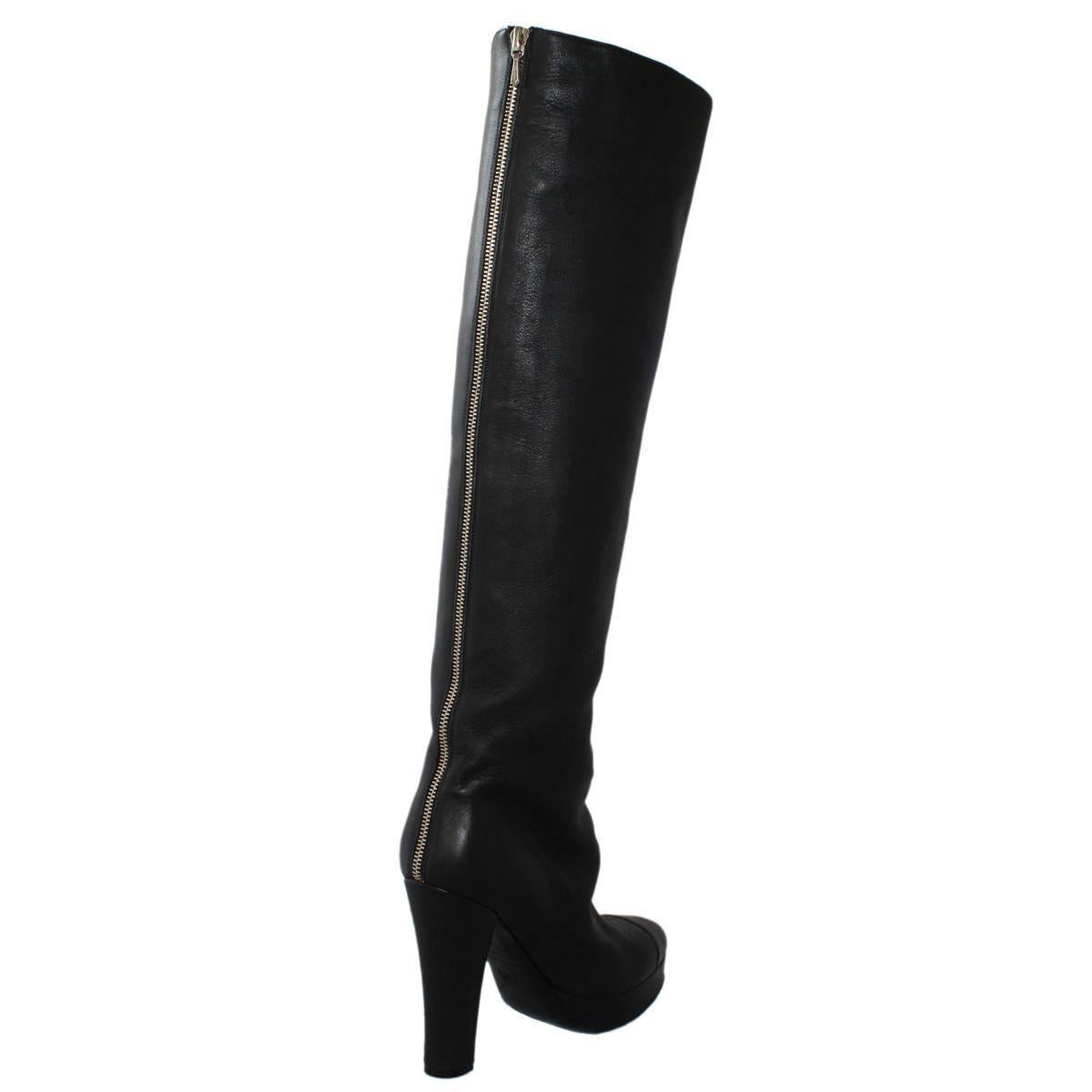 Chanel Black Leathe Boots 39 In Excellent Condition In Gazzaniga (BG), IT