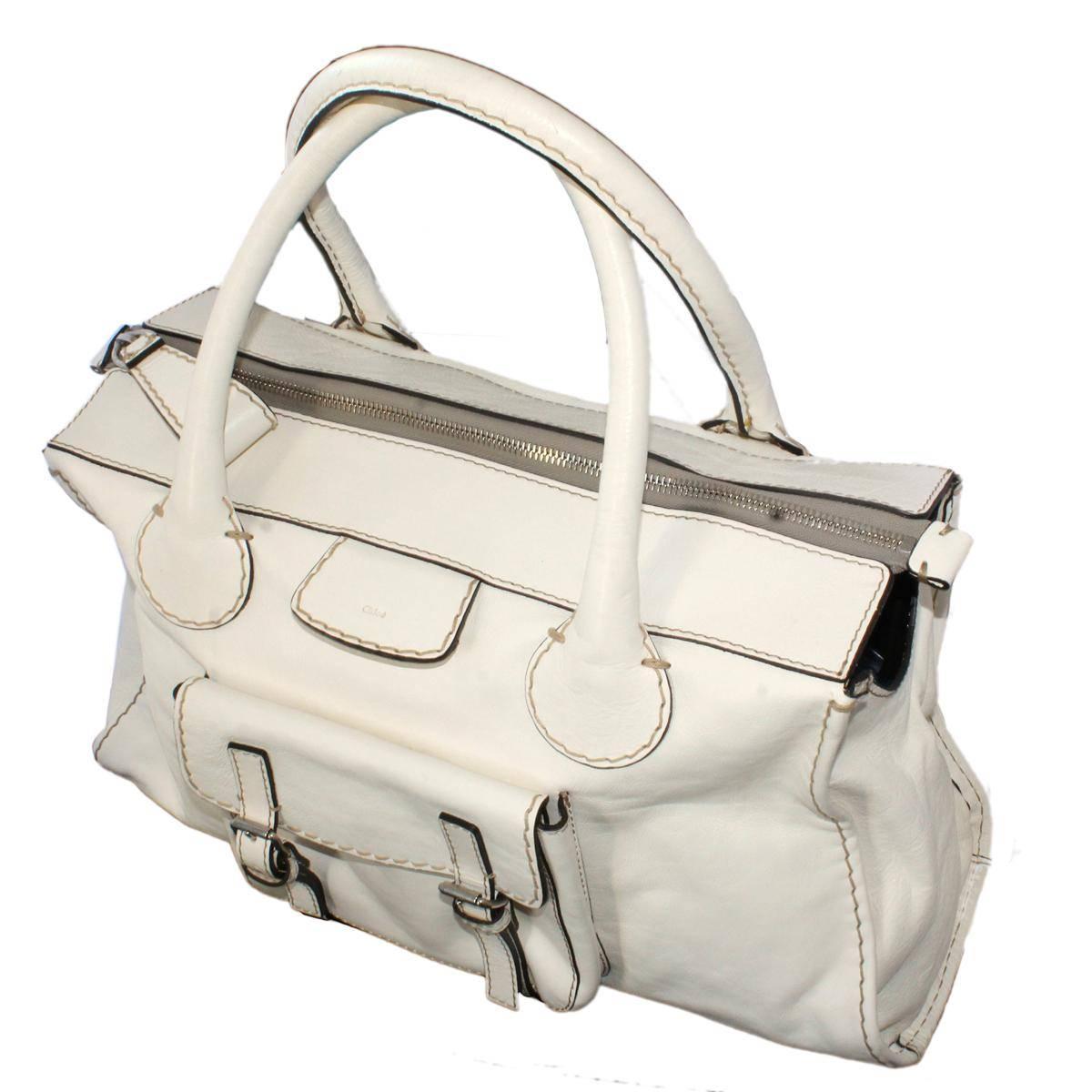 chloe white mini edith top handle bag