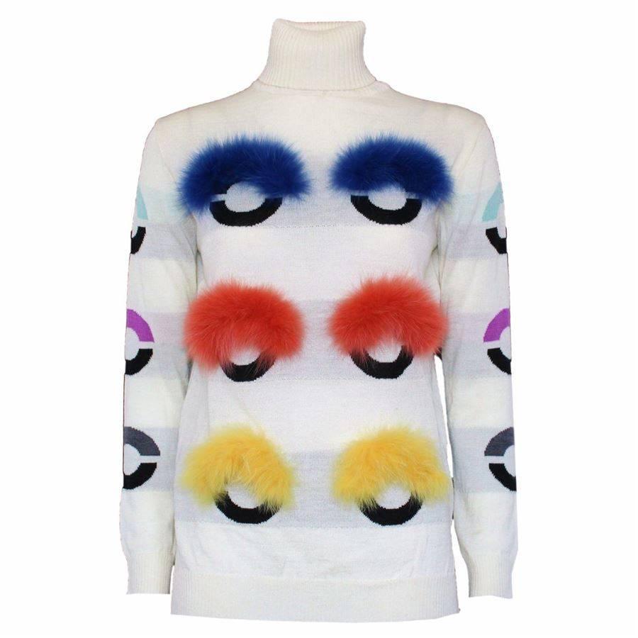 Fendi  "Fur trim Bug Eye" Multicolored Mink  M