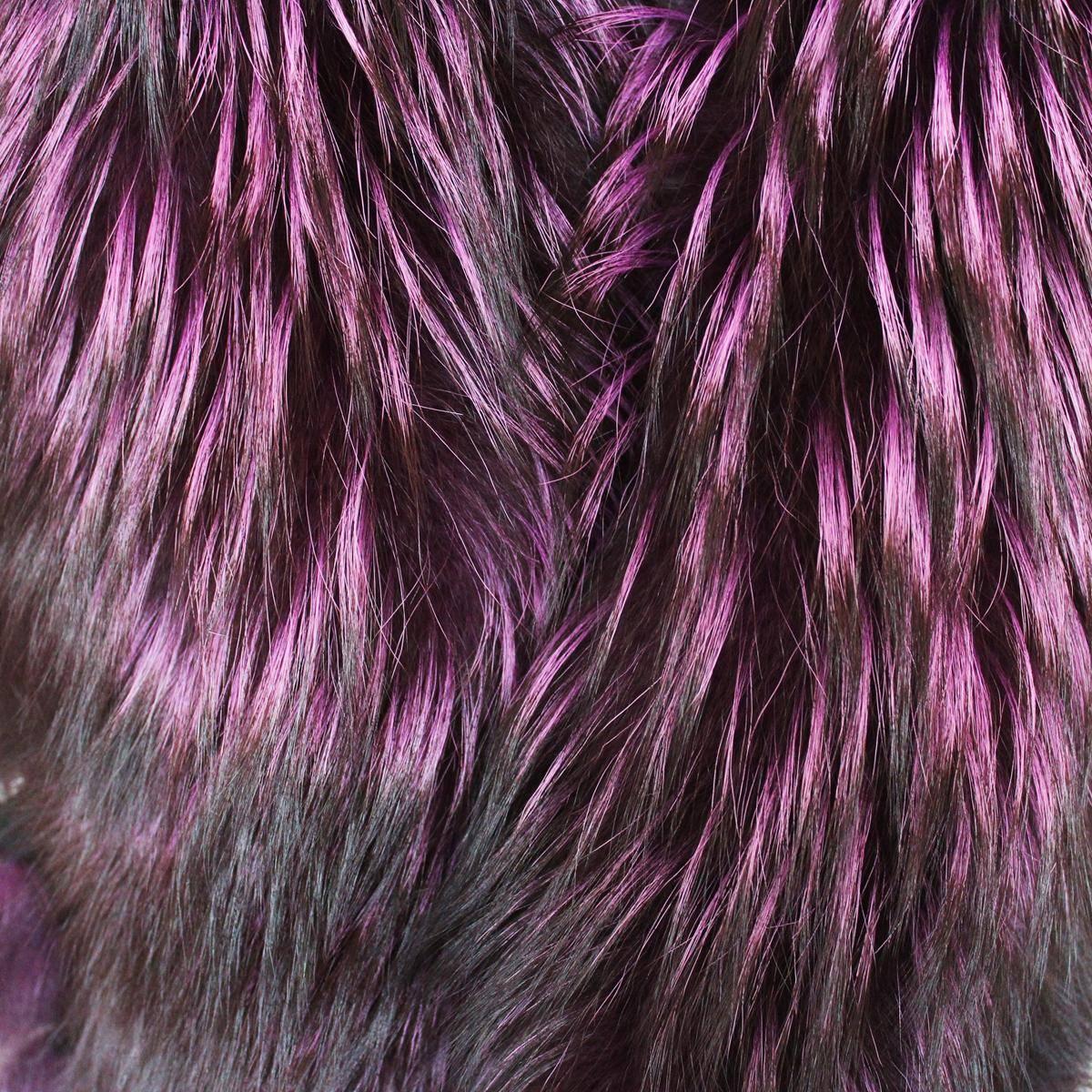 Black De Nicola Roma Purple Fox Fur Collar 