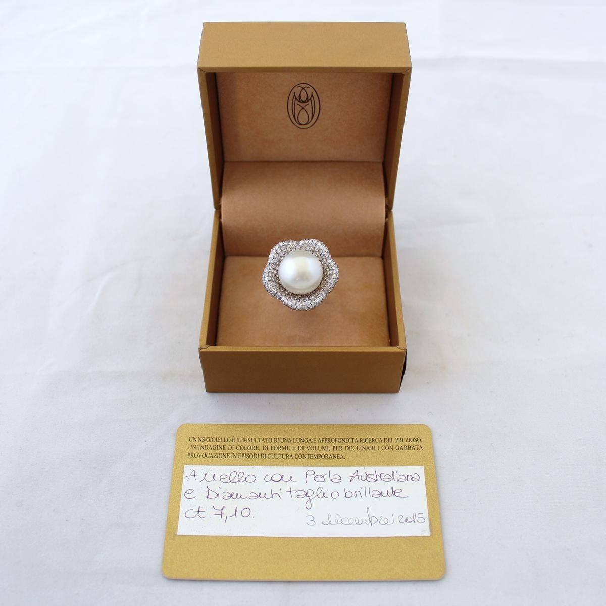 Ghidini Italy Pearl and Diamond Ring 2