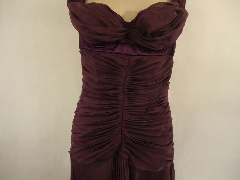 plisse evening dress