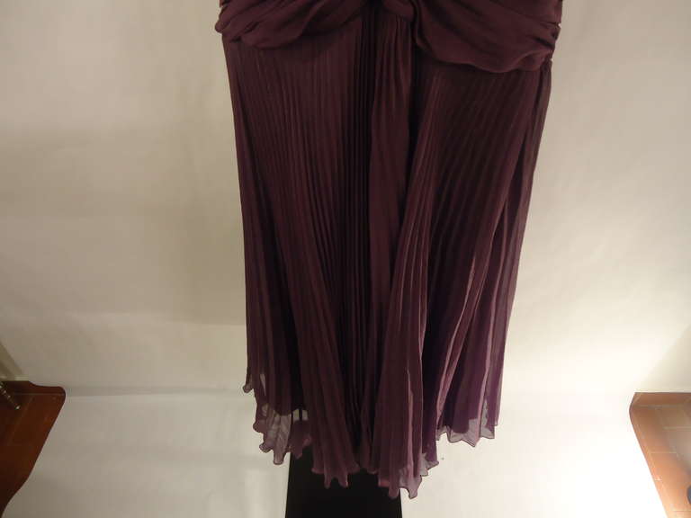 Black Byblos Purple Silk Plissé Evening Dress, 2008  For Sale