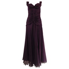 Byblos 2008 Women's Purple Silk Plissé Evening Dress Size 44 Italy