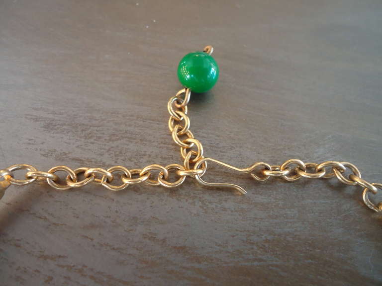 Women's 1950s Bozart Brass Emerald Colour Necklace