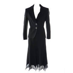 Gai Mattiolo Couture Black Lace and Viscose Skirt Suit