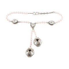 Valentino Garavani Rose Pearls and Strass Boules Necklace