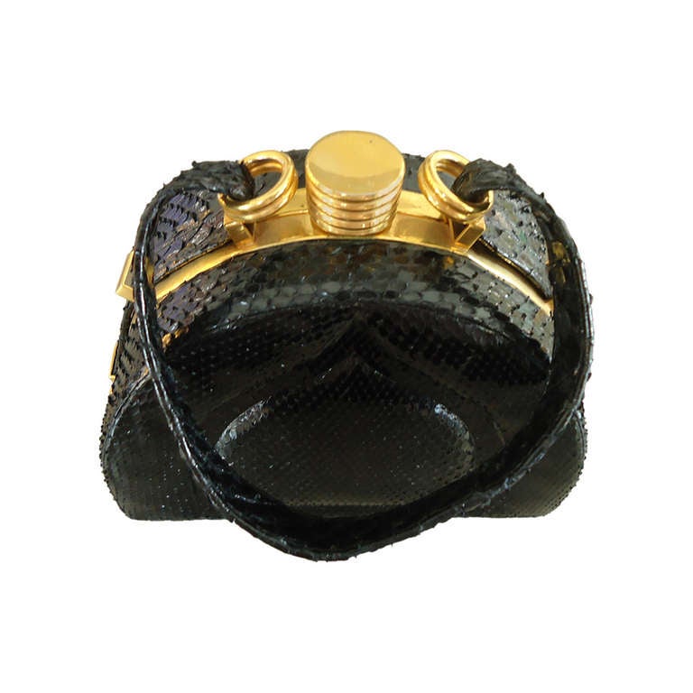 1930s Black Reptile Vintage Vanity Case