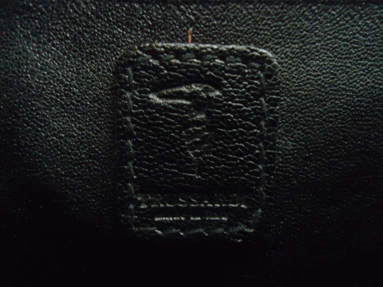 1960's Trussardi Black Leather Trapezoid Handbag 1